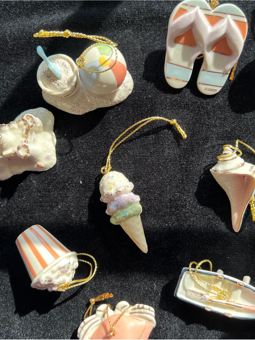 Lenox Mini Ornaments Summer Series 12 Tiny Personal Porcelain w/ Gold Tassel NIB